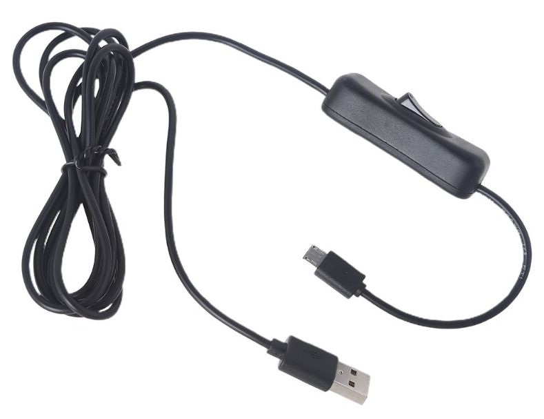 USB-A male naar USB micro male kabel met schakelaar 1 meter zwart